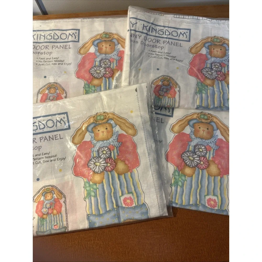 Vtg Set Of 4 Daisy Kingdom ‎ Bunny Door Panels Doorstop Cut & Sew Fabric Easter